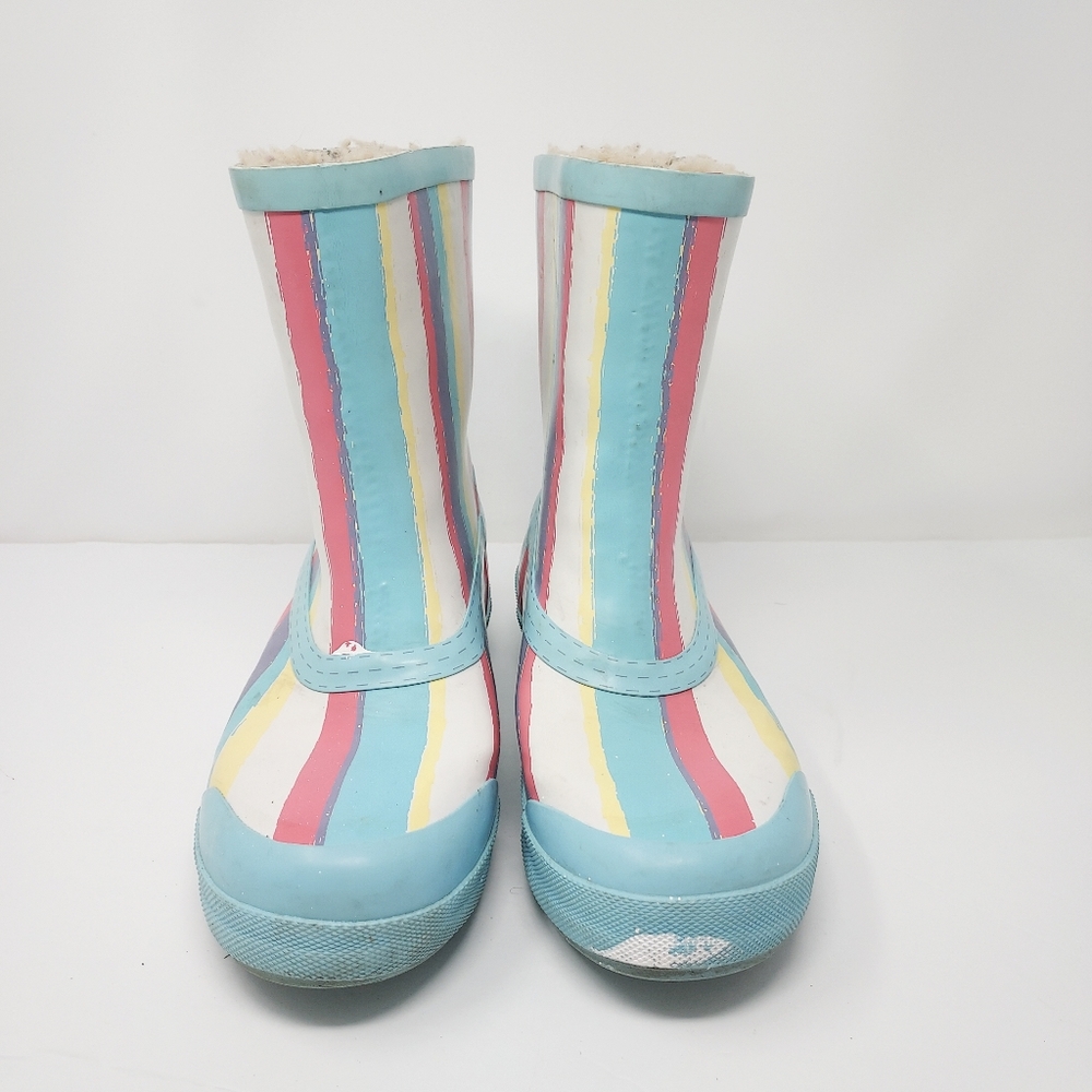 Ugg Fur Lined Striped Rain Boots Size 6 - Picture 2 of 10